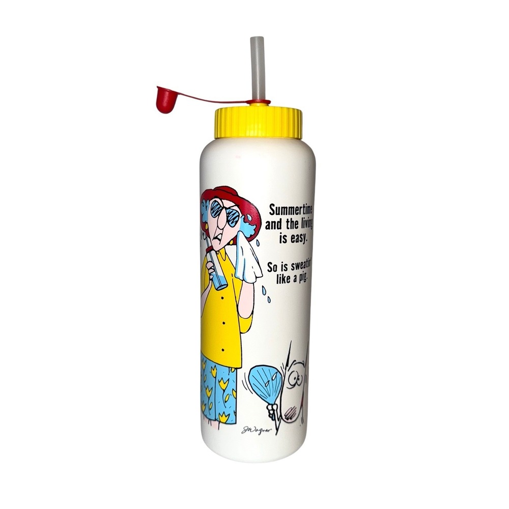 Maxine Hallmark 31.7 Oz Summertime Sweatin' Pig Water Bottle w/ Straw & Lid